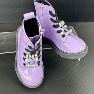 Tucker + Tate Girls Size 8 Purple Patent Leather Paislee Ankle Boots NEW Beaded
